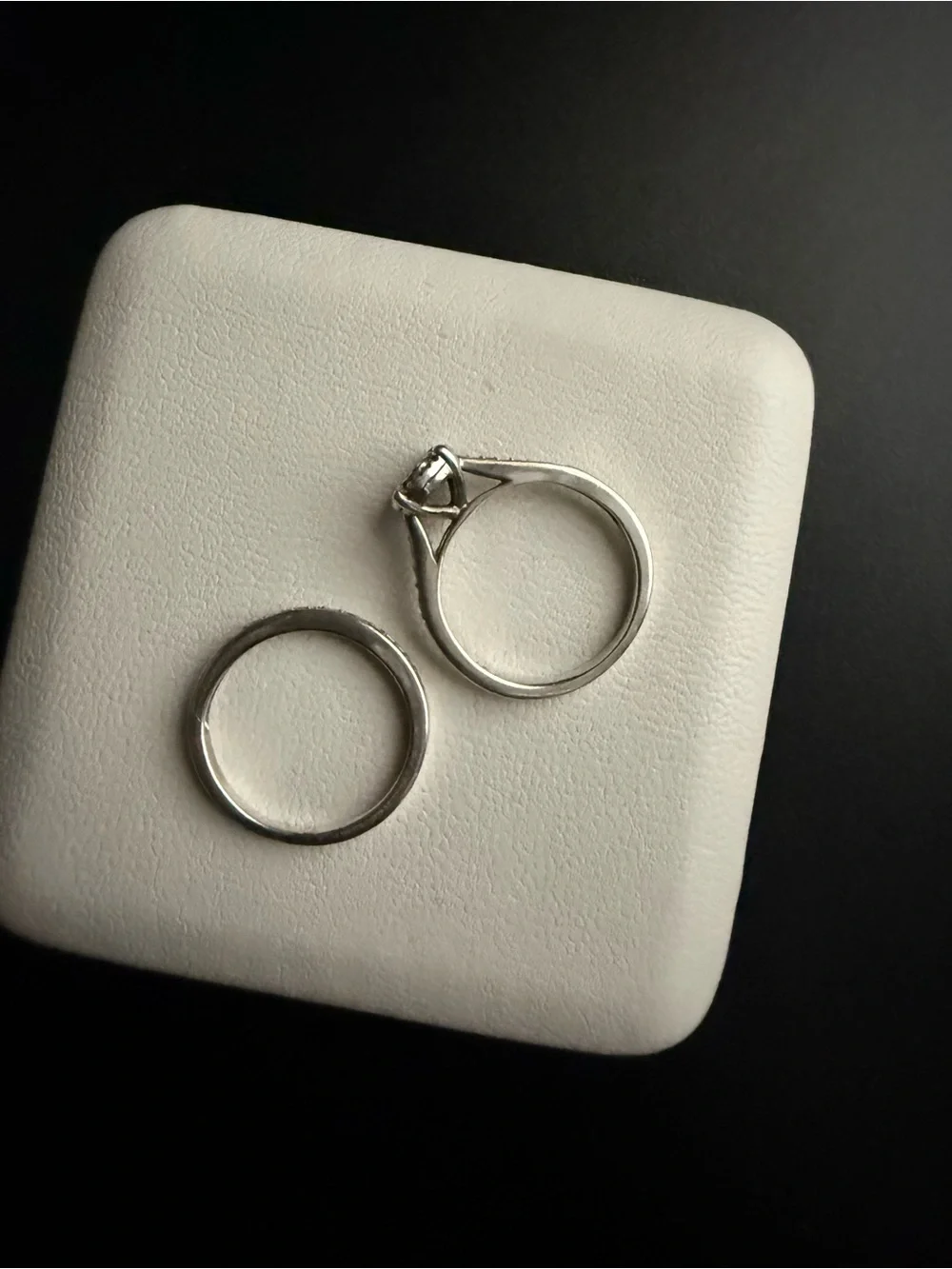 Diamond Halo Wedding Ring Set - Sterling Silver Sz 5